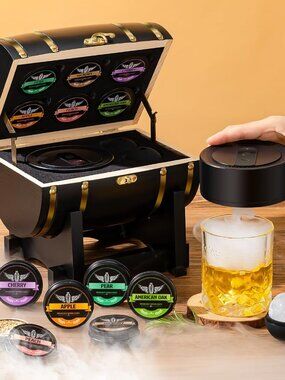 Premium Electric Whiskey Smoker Kit Gift Sets With 6 Wood and Ice Mold(1 Pack)